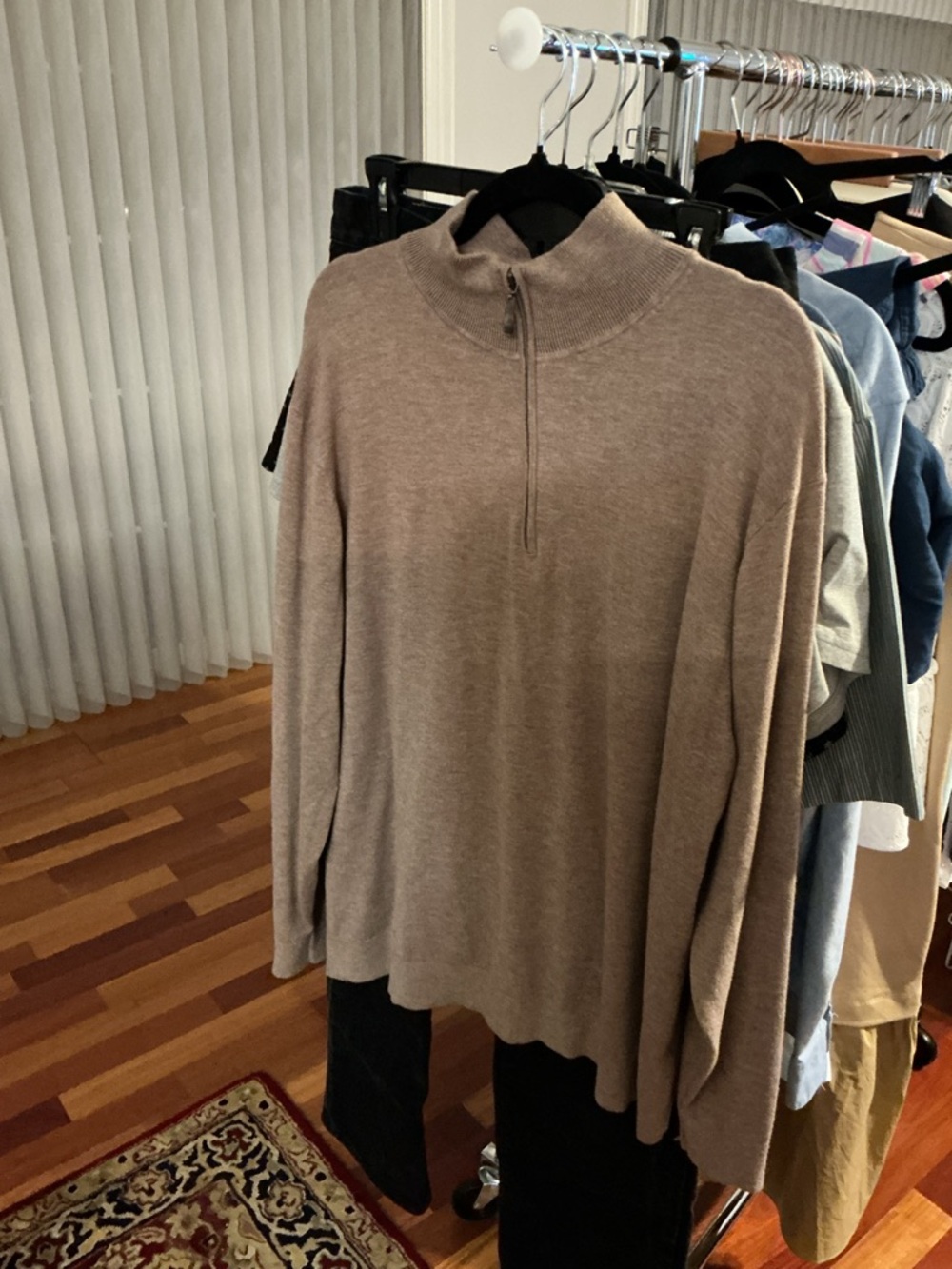 Milano Men's Half-Zip Sweater in Taupe Beige - Picture 5 of 6